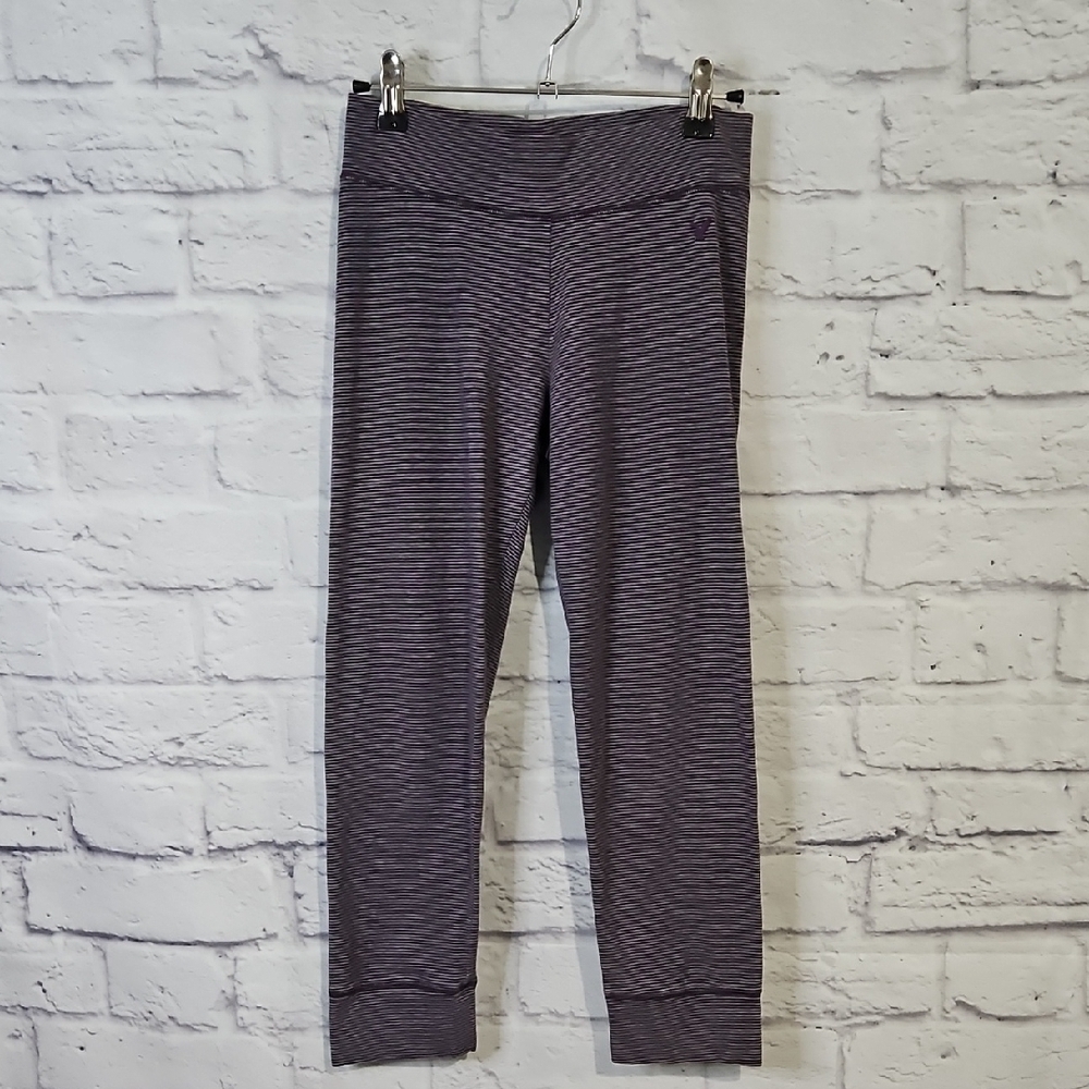 Y2K American Eagle Outfitters Striped Leggings - Purple and Gray